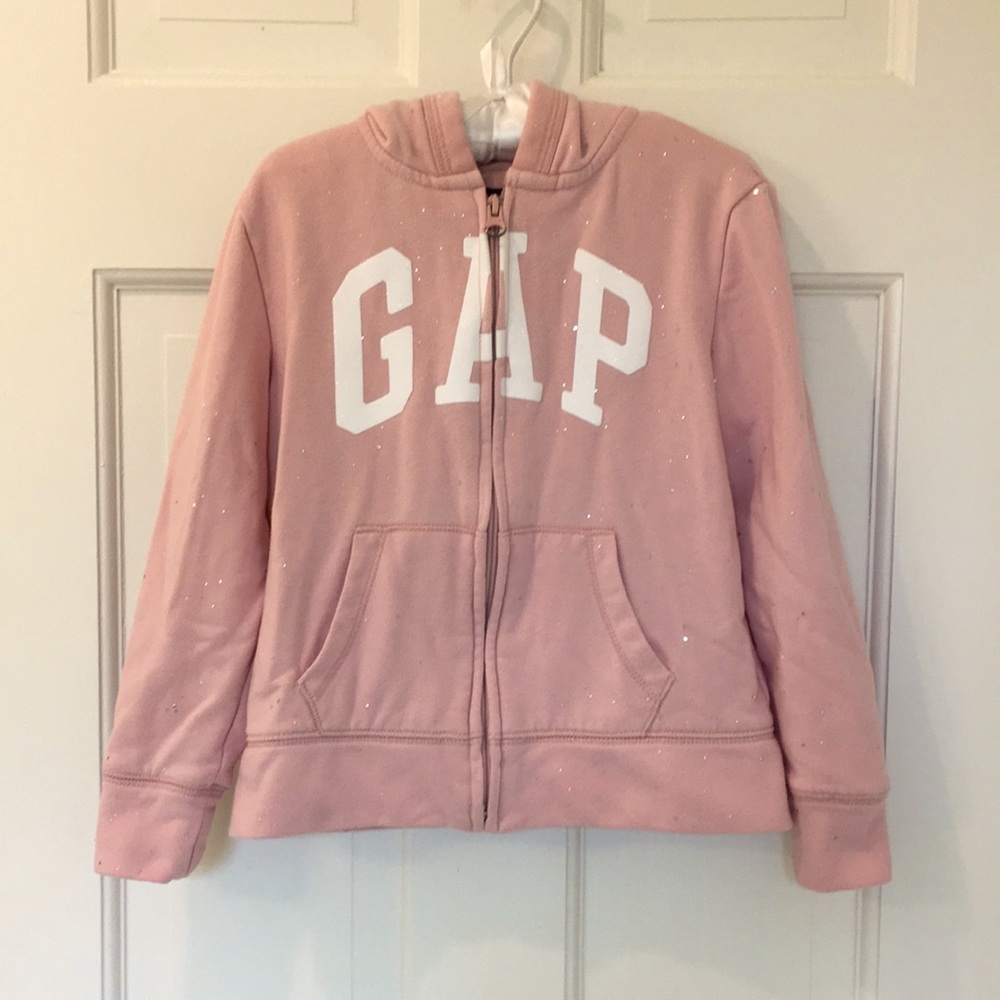 GAP KIDS Logo Zipper Hooded Sparkle Sweatshirt